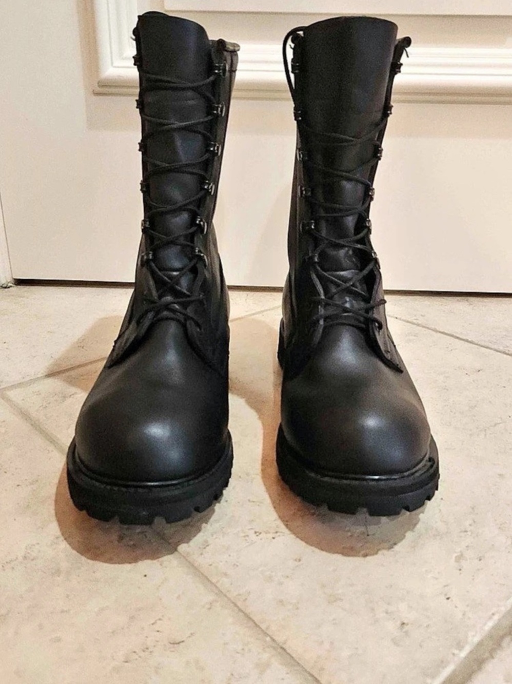 Black Combat Lace-Up Boots US 11 Like New